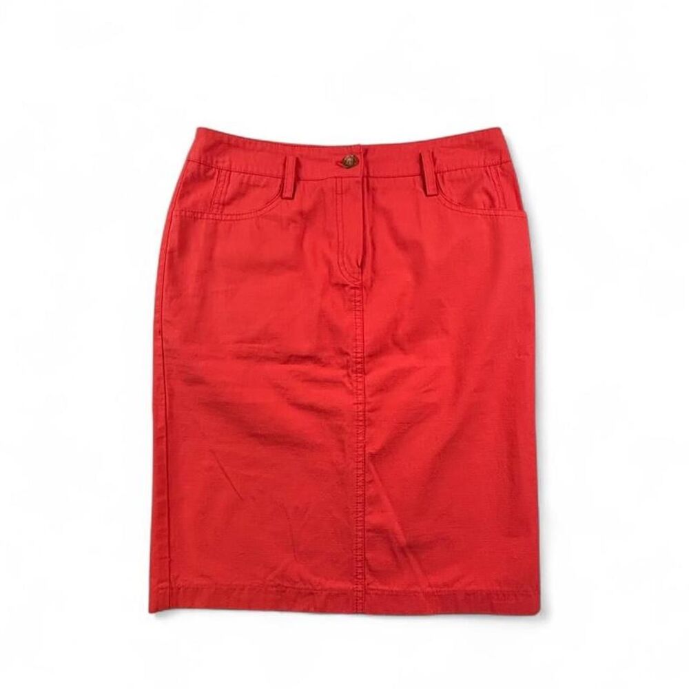 Coma Italy Red Knee Length Pencil Skirt Women's Size 8 Cotton Blend Workwear